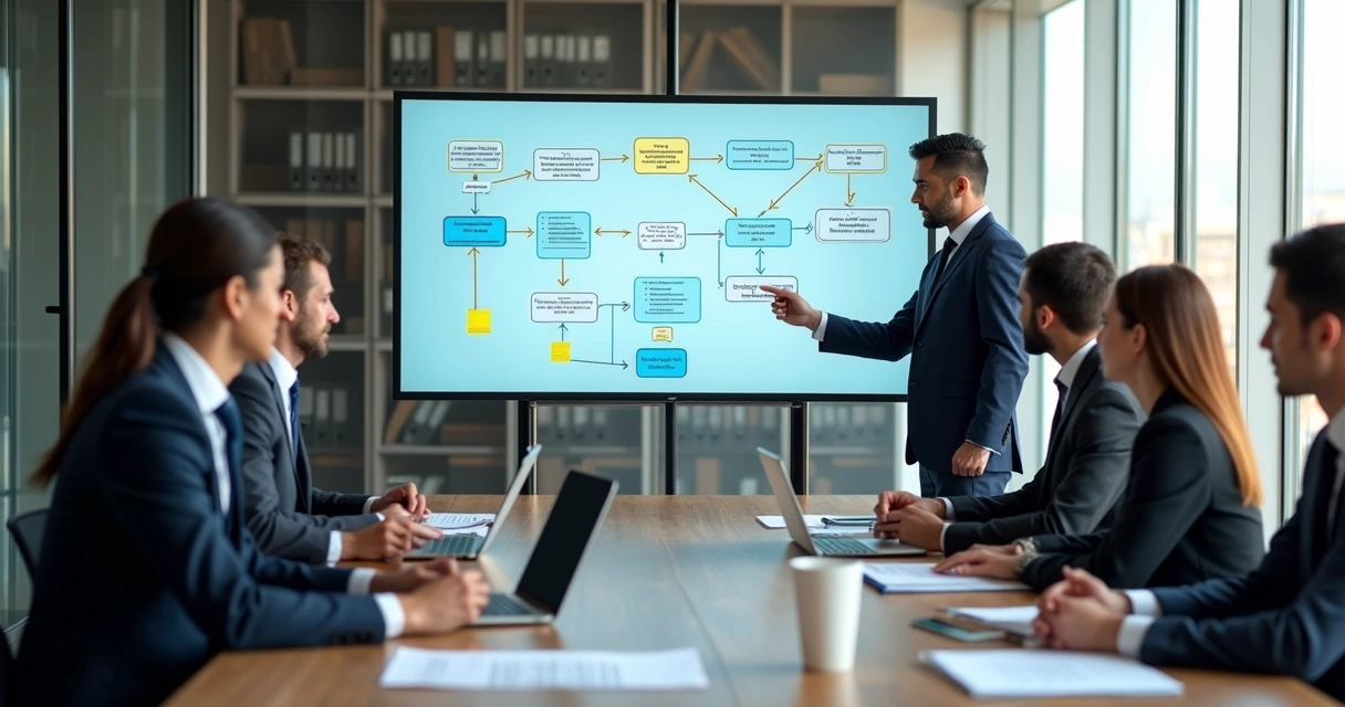 Gestores analisando fluxo de contratos em tela com etapas e prazos