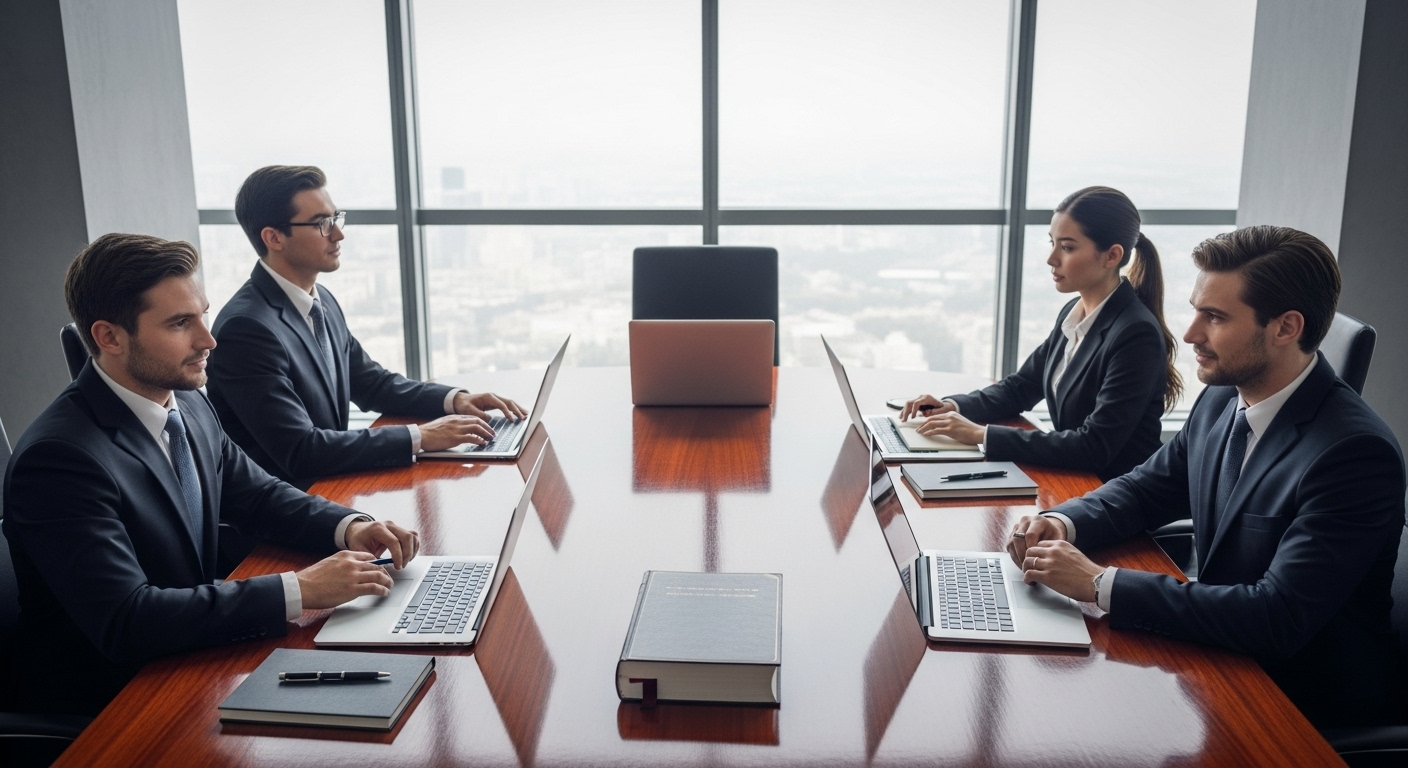 Executivos analisando contrato de seguro digital em plataforma CLM com alertas de prazo